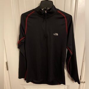 THE NORTH‎ FACE FLIGHT SERIES MENS Sz M 1/4 zip long sleeve shirt, black w/red